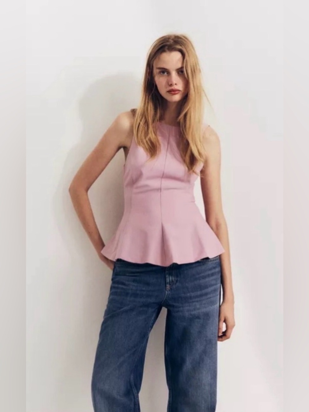 Zara Peplum Bow Tie Top